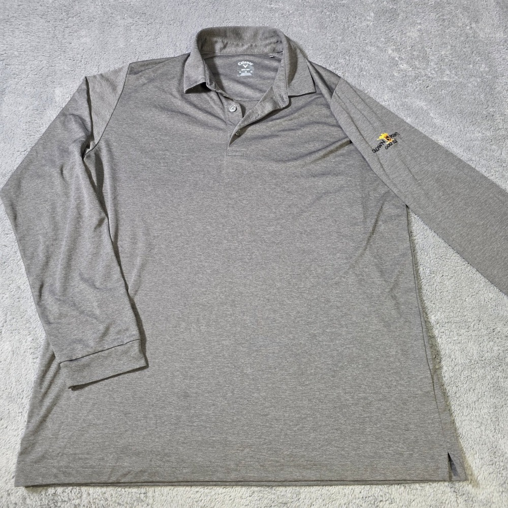 Callaway Mens XL‎ Polo Shirt Grey Long Sleeve Opti-Dri Swing Tech Crown Point
